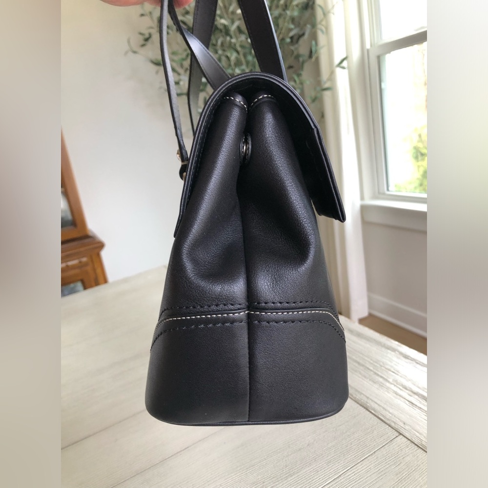 Coach Black Leather Hamilton Buckle Flap Large Satchel F12604 w/ Hangtag/Box/Bag - Picture 4 of 14